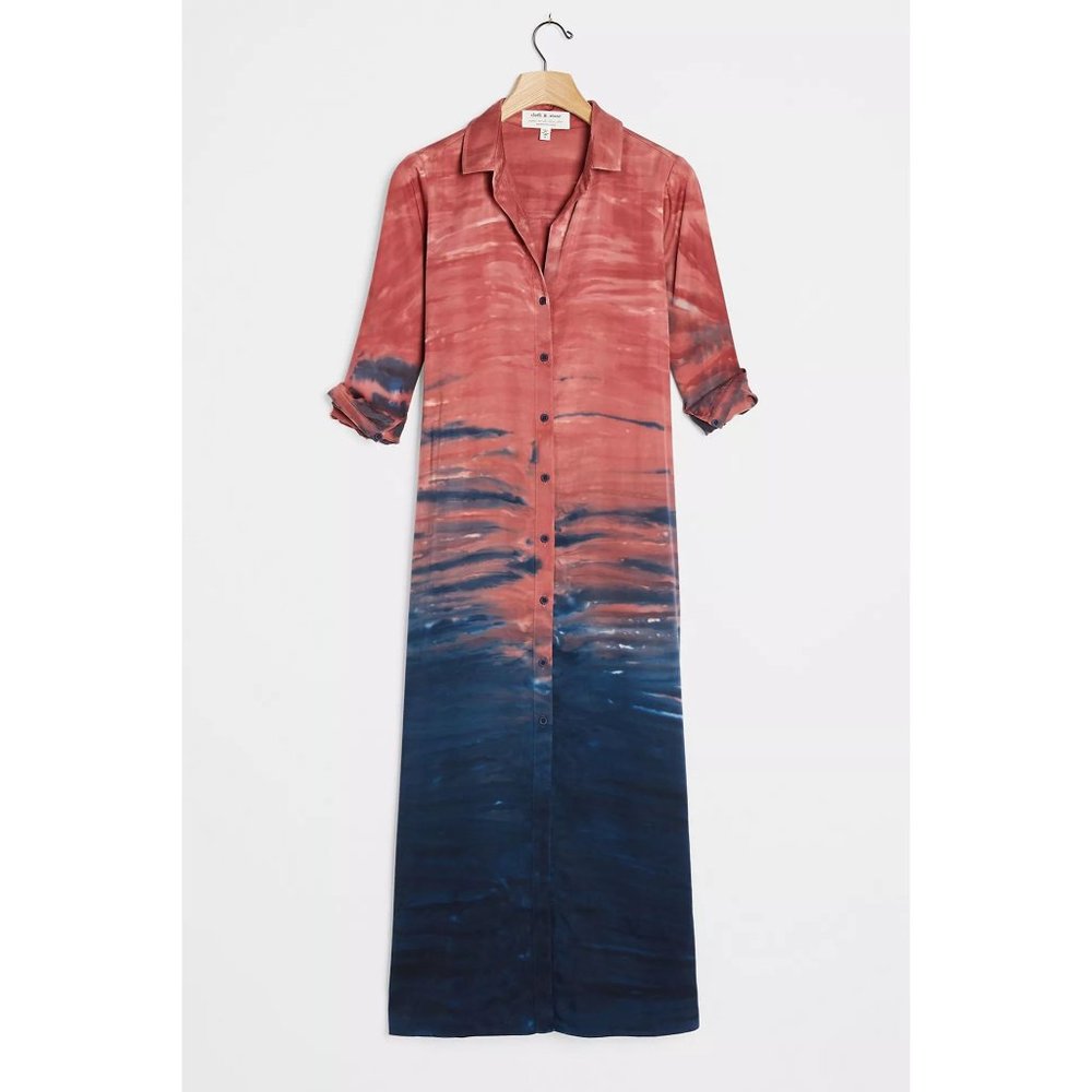 Anthropologie Red to Navy Ombre Maxi Dress - Picture 3 of 6